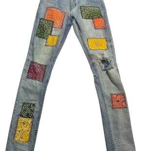 Serenede Free World Patchwork Colorful Skinny Distressed Jeans